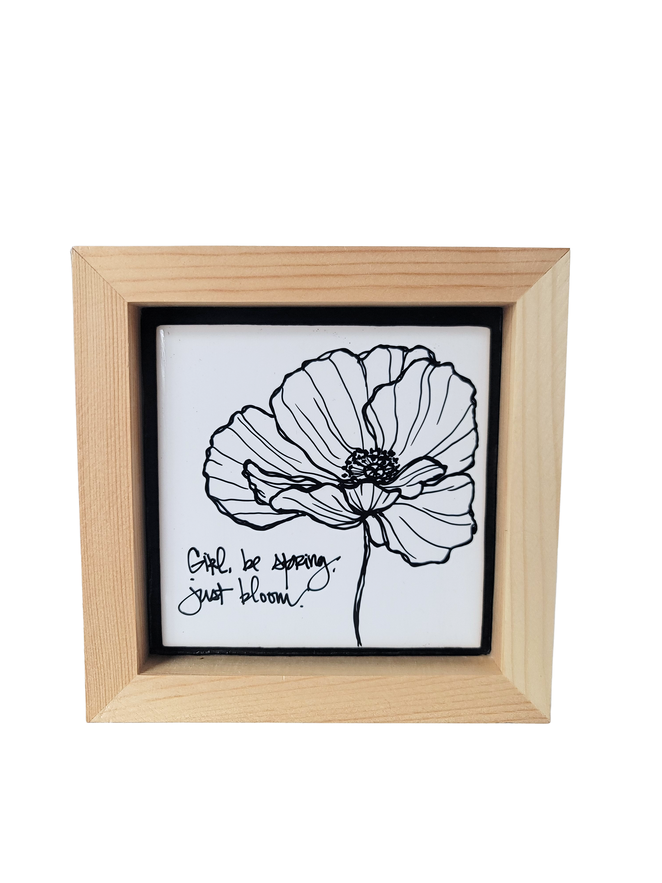 Poppy Promise - Framed 4x4 ceramic tilte.